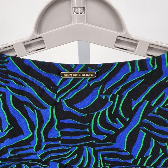 Michael Kors Womens L Blouse Blue Green Zebra Print Top New Animal Pattern - Picture 8 of 8